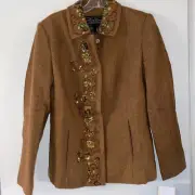 Terry Lewis Classic Luxuries Wool/Viscose Jacket Blazer Sequined Beaded Size 4