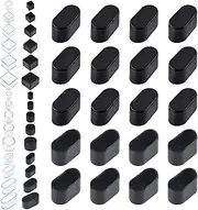 Rustark 20Pcs 20mmx40mm Black Oval Rubber Furniture Leg Caps Assortment Kit Anti-Slip Chair Leg Caps Furniture Floor Protectors Chair Leg Covers Chair Leg Foot Cover Feet Pads for Chair Table Sofa