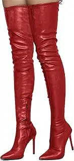 [Generic] Women Boots Thigh High Boots Women Shoes Sexy High Heels Side Zip Women's Over-The-Knee Boots Pointed Toe Knee High Boots,Red,40
