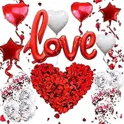 ZSYTZL Valentine's Day Decoration Set, Include Happy Valentine's Day Banner, Cake Topper, Cupcake Topper, Balloon, Romantic Decoration for Valentine's Day Party Wedding Anniversary