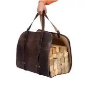 Leather Log Carrier, Leather firewood storage, Log holder, firewood carrier