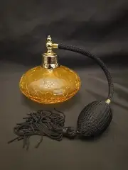 Perfume Bottle Atomizer Art Glass Gold Crackle