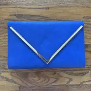 NEW Aldo Blue Envelope Clutch/ Shoulder Bag with Chain Strap,Snap,Gold Detailing