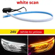 2pcs 24V Start-Scan LED DRL Daytime Running car lights Waterproof Soft Day car light Turn Signal Lamp for Truck Headcar light Assembly 30cm White t...