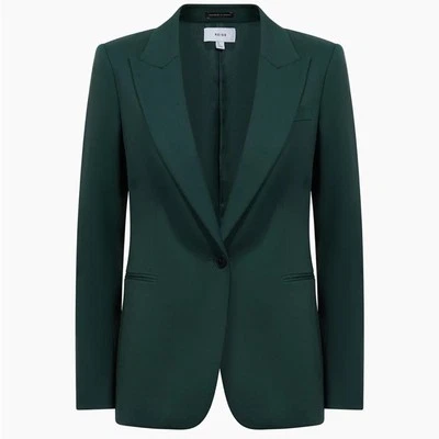 Reiss Jade Wool Blend Blazer Bottle Green Size 6