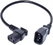 Toptekits C14 to Angled C13 Power Cords - 1ft/30cm, Right Angle, 10A/250V, 18/3 AWG, IEC 60320 C14 to Right Angled C13 Power Extension Cord (C14 to Right C13 ,1ft)
