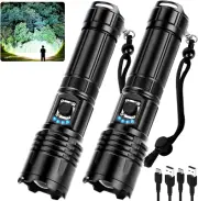 Flashlights High Lumens Rechargeable 2 Pack, 300000 Lumen Super Bright Led Flash