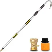Gutter Cleaning Tools,12FT Gutter Cleaner Tool From The Ground Telescoping Reach Gutter Cleaning Pole for Garden Hose Attachment