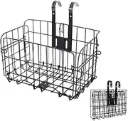 Heavy-Duty Foldable & Detachable Bike Basket Set - Rust-Proof Wire Mesh Front & Rear Cargo Rack for Mountain Bikes - Quick Release, Waterproof, Max Load 25kg - Easy Installation