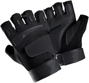 [CATIEBYE] 1Pair Half Finger Fitness Gloves for Men Durable Outdoor Riding and Cycling Gloves Shock Absorbing and Slip Breathable Cloth Material XL Black