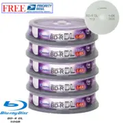 50 Pack Smartbuy Blu-ray BD-R BDR DL Dual Layer 6X 50GB Blank Logo Record Disc