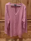 Maggie Barnes Women's Plus Mauve Rose Pink Button Down Sweater 3X New