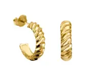 ORO BELLE Croissant Dome Hooped Stud Earrings Vermeil Gold on Sterling Silver