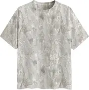 [Sujama] Camo Shirt Women Men Oversized Maple Leaf T Shirts Graphic Baggy Shirts Tops Crewneck Short Sleeve Tees Streetwear, Khaki Grey, Medium