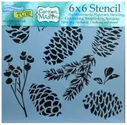 Rustic Pine Cone Stencil Tree Nature Outdoor Fall Template 6x6 Crafters Workshop