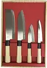 Japanese Kitchen Knives 4 pcs set Santoku Seki tsubazo 30046 JAPAN