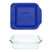 Pyrex (4) 222 2qt Glass Baking Dishes & (4) 222-PC Blue Lagoon Lids