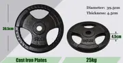 2 x 25kg Olympic Ez Grip Cast Iron Hammertone Weight Plate Weight Set Home Gym