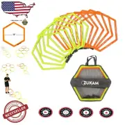 12 Hexagon Agility Rings Set for Speed Training - Waterproof Carry Bag Included