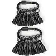 NEW Black 12PCS Bit Holders Keychain, 1/4 inch Hex Shank Bit Holders, Quick-c...
