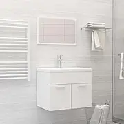 Bathroom Furniture Set White Engineered Wood - Small Storage Organizer, Narrow Sink Cabinet, Shelf for Toilet Paper, Wall Stand - Spaces Baño