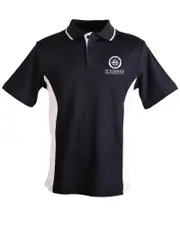 S/S Navy/White Prep Polo With Emb