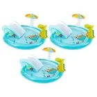 Intex Gator Outdoor Inflatable Kiddie Pool Water Play Center with Slide (3 Pack)