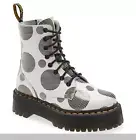 Dr. Martens Jadon Polka Dot Leather Platform Boot White Black US Women 6 / Men 5