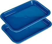 Easyinsmile Autoclavable Dental Instrument Tray Set-Up Procedure Trays Plastic 2Pack 9.45 x 6.25 inches (Blue)