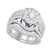 14k White Gold Round Diamond Bridal Wedding Ring Set 2-3/8 Cttw
