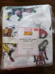 POTTERY BARN KIDS Marvel Heroes Glow-in-the-Dark Sheet Set-Full-NWT