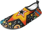 [BTCOWZRV] Water Shoes for Women Men Pattern and Stars Water Sports Shoes Slip-on Breathable Lightweight Athletic Aqua Sock