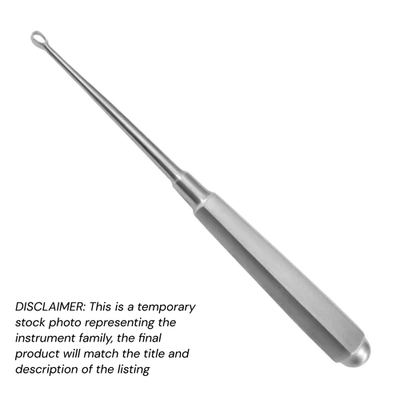 3x Piffard Dermal Curettes, Oval Tip, 6.25", Hex Handle, Sz: 1 (3x5 mm Diam)