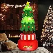 Costway 245CM Christmas Inflatables, Blow-up Rotating Xmas Tree with Built-in LED Lights, Standing Holiday Decoration with Water Bags for Party Patio Yard Garden Indoor Outdoor