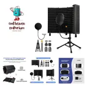 Recording Microphone Isolation Shield with Pop Filter & Tripod Stand,Foldable...