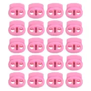 0.7x0.8" Cord Locks, 30 Pack Double Hole Spring End Toggle Stopper, Pink