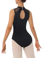 Women'S Turtleneck Dance Ballet Leotard with Durable Lace,Water-Drop Hollow Back