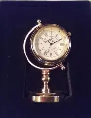 Vintage Le' Watch Globe Desk Clock Watch Gold Tone NIB No Jewels