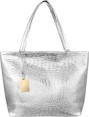 [OATIPHO] PU Leather Tote Bag, Large Capacity Handbag, Shoulder Shopping Bag Waterproof Clutches Bag for School Work