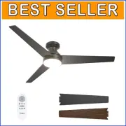 Noiseless 52-Inch Ceiling Fan with Remote Control & Customizable Light Options