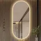 鏡子浴室鏡 智能led帶燈鏡 梳妝臺壁掛鏡 無框鏡60*90CM單色光+除霧+時間溫度顯示 (7.9折)
