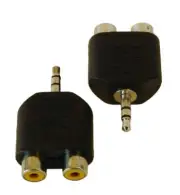 (One Pair) Brand New 1/8" (3.5) Male to Dual RCA Female Adapters. ( AD133-2X )
