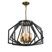 GAMBA Pendant Lamp Light Interior ES X 5 Antique Brass Wide Angular Cage OD600mm