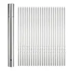 100pcs Kebob Skewers 35cm x 3.5cm Stainless Steel Flat Sticks with Tube Storage
