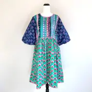 GORMAN Ribbons Smock dress patchwork folk puff sleeve cotton dress sz 8 BNWT