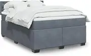 Generic Box Spring Bed with Mattress Dark Grey Queen Velvet