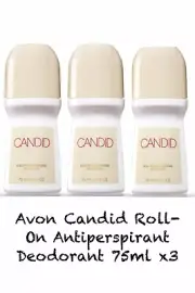 Avon CANDID Roll-On Antiperspirant Deodorant 75ml X3