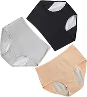 [JEWEDECO] 3Pcs Leak Period Panty for Women Breathable High Waist Underwear and Comfortable Leak Resistant Ladies Briefs for Menstrual Protection