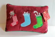 St Nicholas Square Christmas Stocking Kitty Cat Decorative Throw Pillow NEW