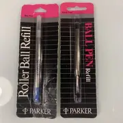 2 Pack Vintage Parker Rollerball Ink Refill - Blue & Black Fine Ink Medium